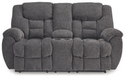 Foreside - Charcoal - Dbl Reclining Loveseat with Console - JaxCo Furniture