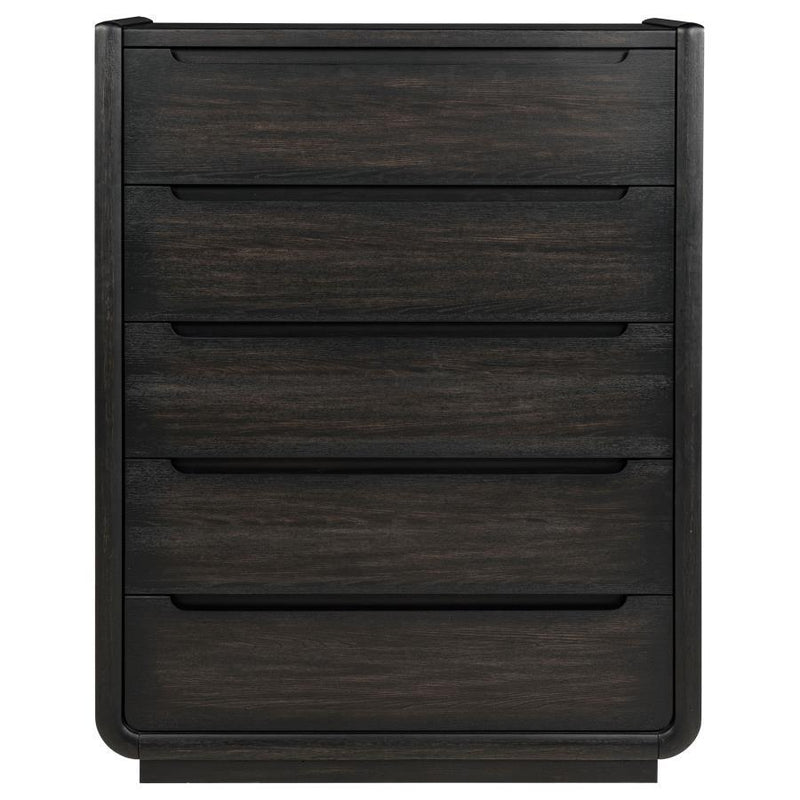 Leandro - 5-Drawer Bedroom Chest Of Drawers - Burnished Black - JaxCo Furniture