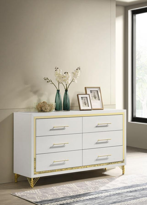 Lucia - 6-Drawer Dresser - White - JaxCo Furniture