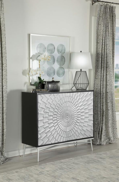 Josie - 2 Door Wood Sunburst Accent Cabinet - Black And Silver - JaxCo Furniture