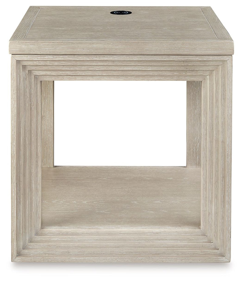 Marxhart - Bisque - Square End Table - JaxCo Furniture