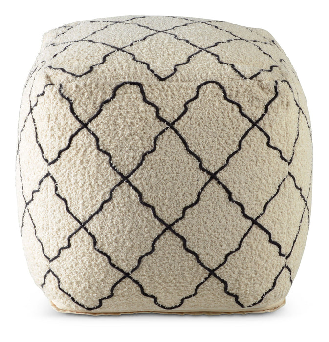 Lattice - Square Pouf - Beige - JaxCo Furniture