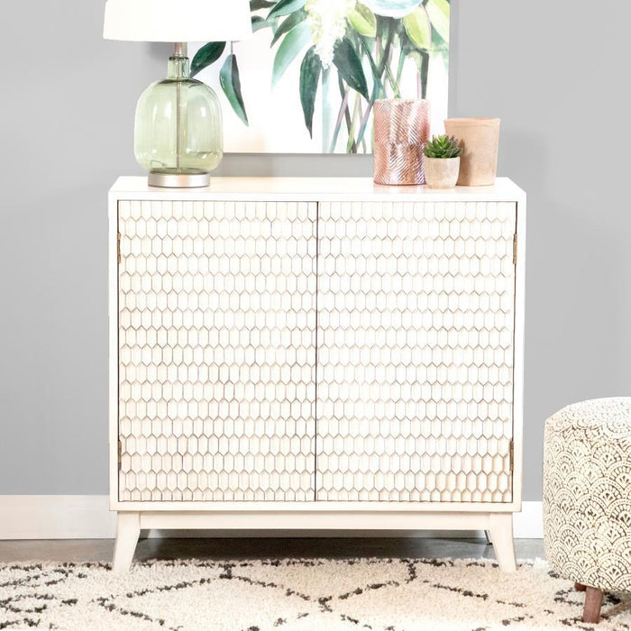 Gambon - 2 Door Wood Honeycomb Pattern Accent Cabinet - White - JaxCo Furniture