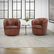 Barolo - 100% Italian Leather Swivel Club Chair (Set of 2) - JaxCo Furniture