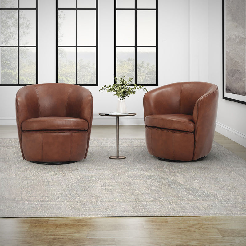 Barolo - 100% Italian Leather Swivel Club Chair (Set of 2) - JaxCo Furniture