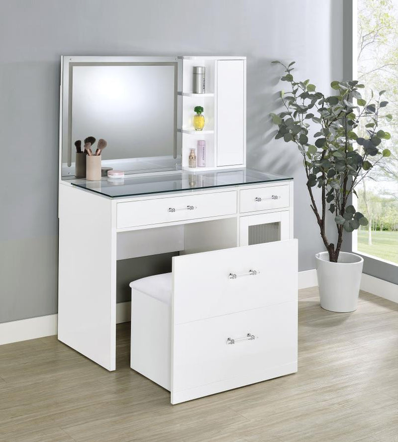 Flora - 2-Drawer Vanity Set With LED Mirror - JaxCo Furniture
