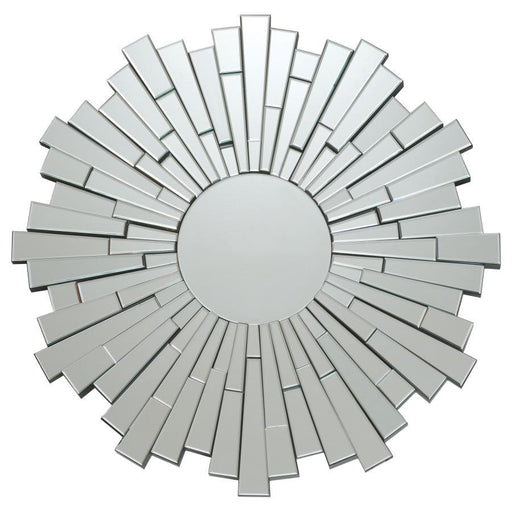 Danika - Round Sunburst Wall Mirror - Silver - JaxCo Furniture