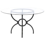 Aviano - Round Glass Top Metal Dining Table - Gunmetal - JaxCo Furniture