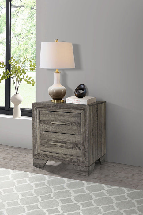 Wright - 2-Drawer Nightstand Bedside Table - Brown Oak