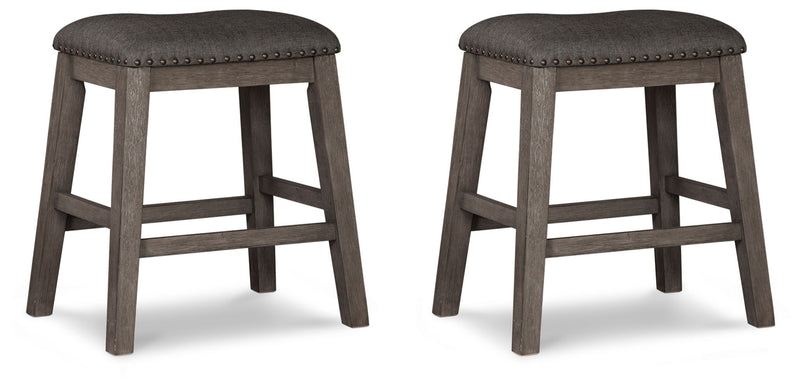 Caitbrook - Upholstered Stool (Set of 2) - Gray