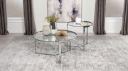 Delia - 2 Piece Round Glass Top Nesting Coffee Table - JaxCo Furniture