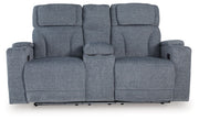 Studio Cave - Steel - Power Reclining Loveseat with Console - JaxCo Furniture