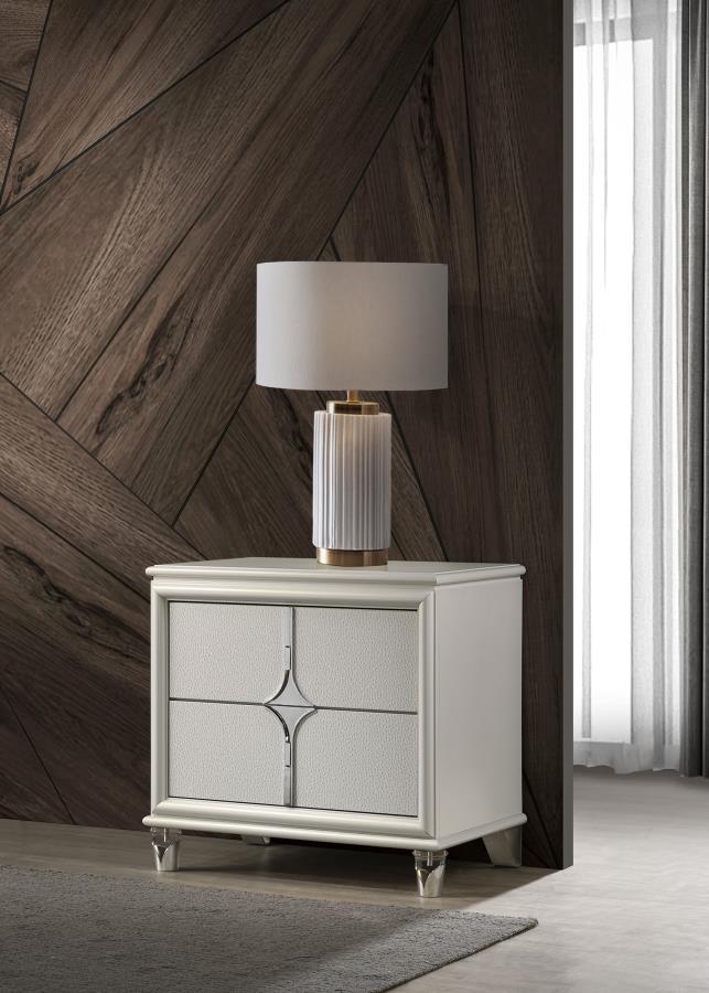 Olivia - 2-Drawer Nightstand Bedside Table - Pearl White - JaxCo Furniture