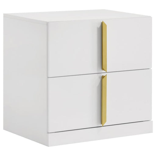 Ines - 2-Drawer Nightstand Bedside Table - White High Gloss - JaxCo Furniture