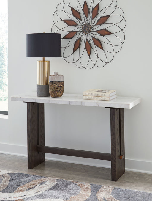 Burkhaus - White / Dark Brown - Sofa Table - JaxCo Furniture