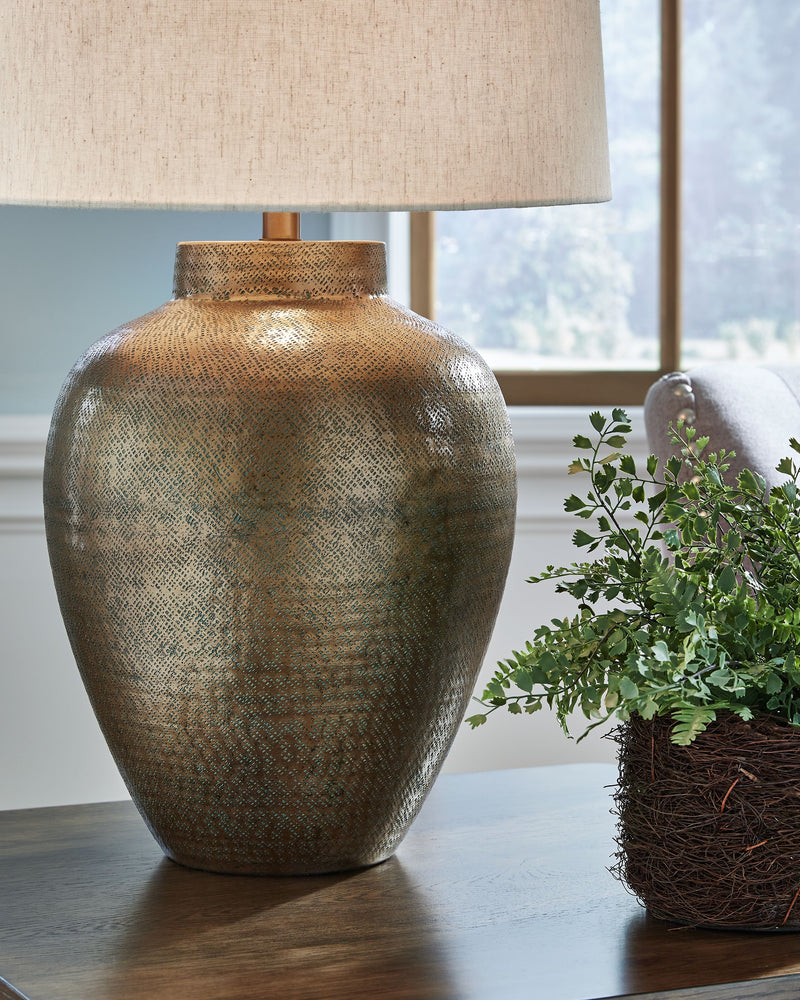 Madney - Antique Gold Finish - Metal Table Lamp - JaxCo Furniture