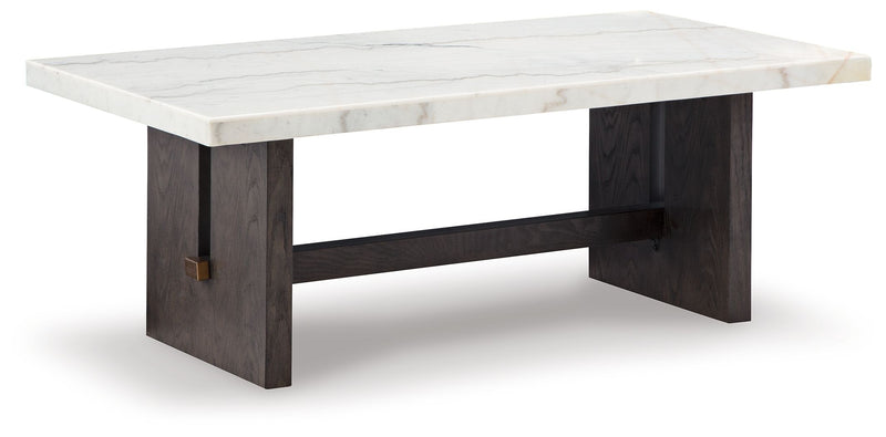 Burkhaus - White / Dark Brown - Rectangular Cocktail Table - JaxCo Furniture