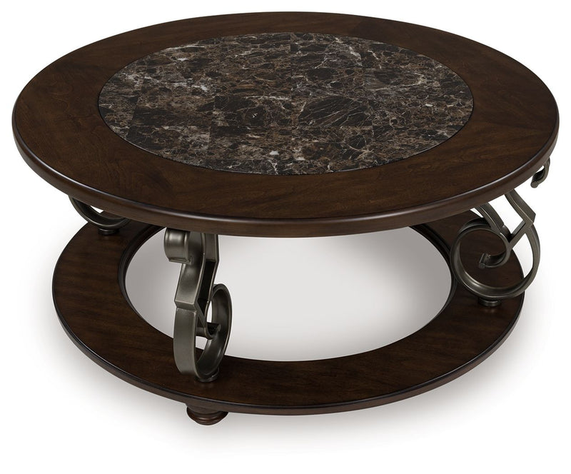 Frallyn - Dark Brown - Round Cocktail Table - JaxCo Furniture