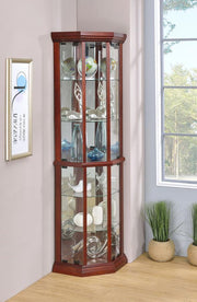 Appledale - 6-Shelf Corner Curio Display Cabinet - Medium Brown - JaxCo Furniture
