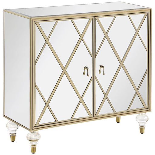 Astilbe - 2-Door Mirrored Accent Cabinet - Silver And Champagne - JaxCo Furniture