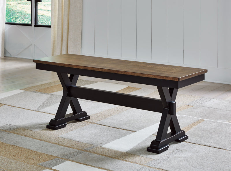 Wildenauer - Brown / Black - Large Dining Room Bench - JaxCo Furniture