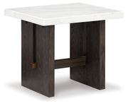 Burkhaus - White / Dark Brown - Rectangular End Table - JaxCo Furniture
