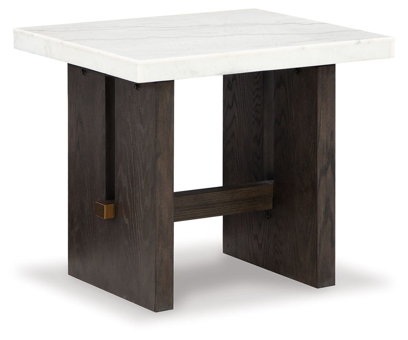 Burkhaus - White / Dark Brown - Rectangular End Table - JaxCo Furniture