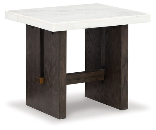Burkhaus - White / Dark Brown - Rectangular End Table - JaxCo Furniture