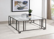 Adri - Square Glass Top Coffee Table With Casters - JaxCo Furniture