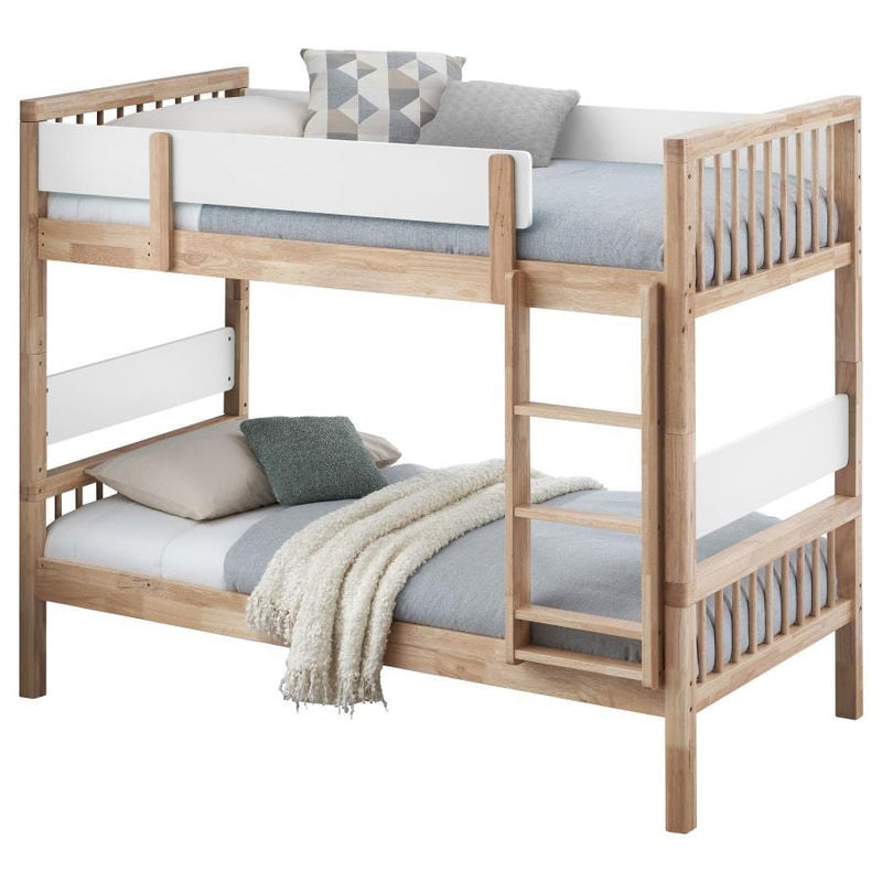Dakota - Wood Twin Over Twin Bunk Bed - Natural - JaxCo Furniture