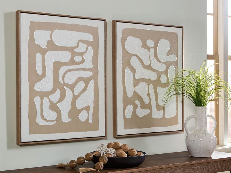 Waldett - Beige / White - Wall Art Set (Set of 2) - JaxCo Furniture