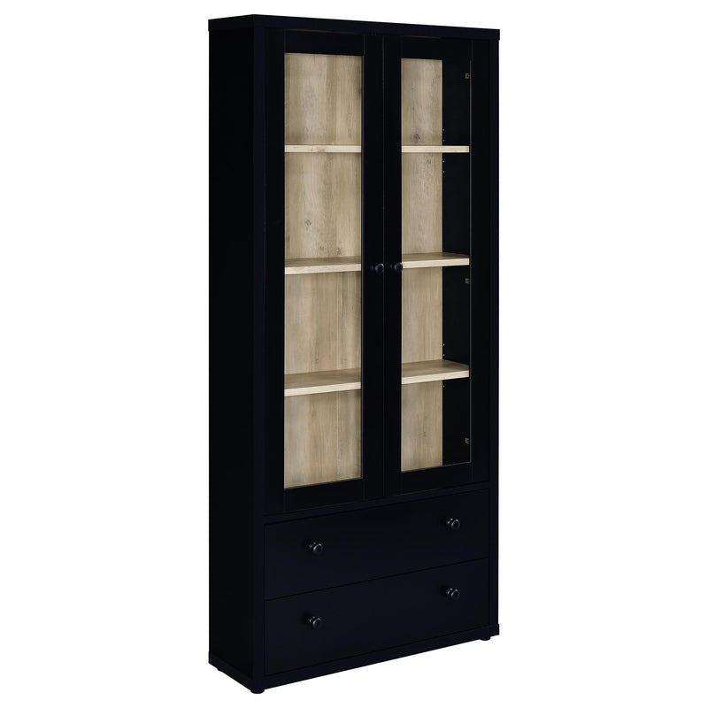 Hawthorne - 4-Shelf Glass Door Tall Cabinet With Drawers - JaxCo Furniture