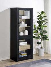 Denison - 67" 2-Door Media Tower Storage Cabinet - Black - JaxCo Furniture