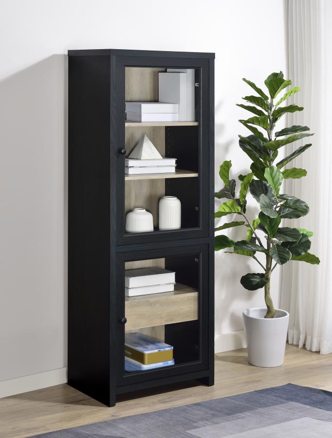 Denison - 67" 2-Door Media Tower Storage Cabinet - Black - JaxCo Furniture