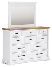 Ashbryn - White / Natural - Dresser And Mirror - JaxCo Furniture