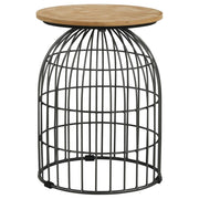Bernardo - Round Wire Frame Side Table - Natural And Gunmetal - JaxCo Furniture