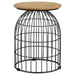 Bernardo - Round Wire Frame Side Table - Natural And Gunmetal - JaxCo Furniture