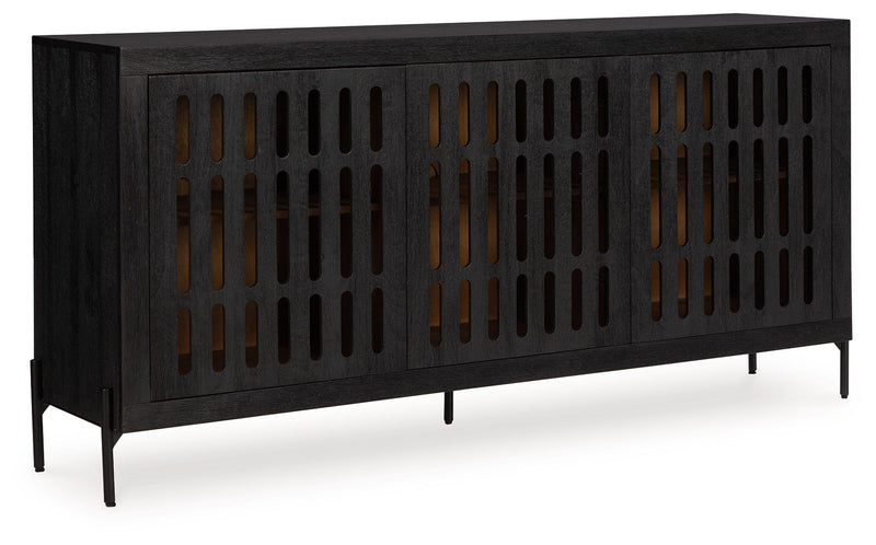 Vallisburg - Black / Natural - Accent Cabinet - JaxCo Furniture