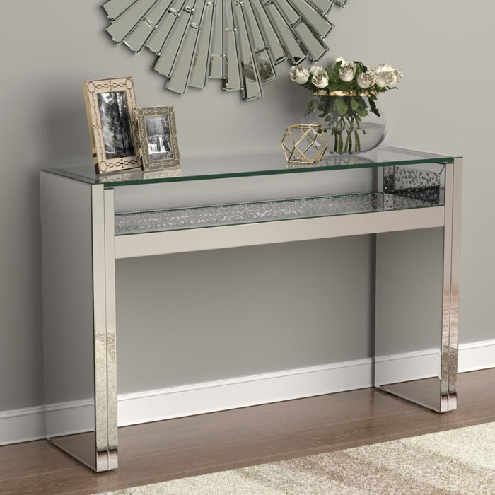 Edna - Mirrored Acrylic Console Table LED Lighting - Silver - JaxCo Furniture