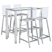 Tolbert - 5 Piece Bar Set With Acrylic Chairs - Clear And Chrome - JaxCo Furniture