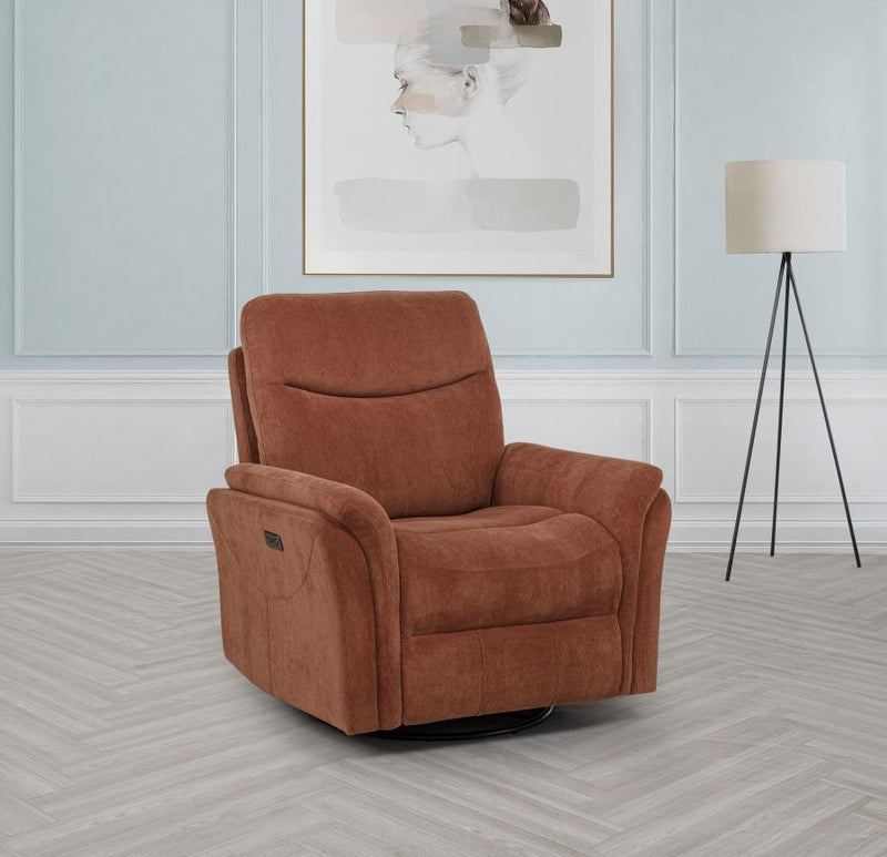 Adler - Upholstered Power Swivel Glider Recliner - JaxCo Furniture