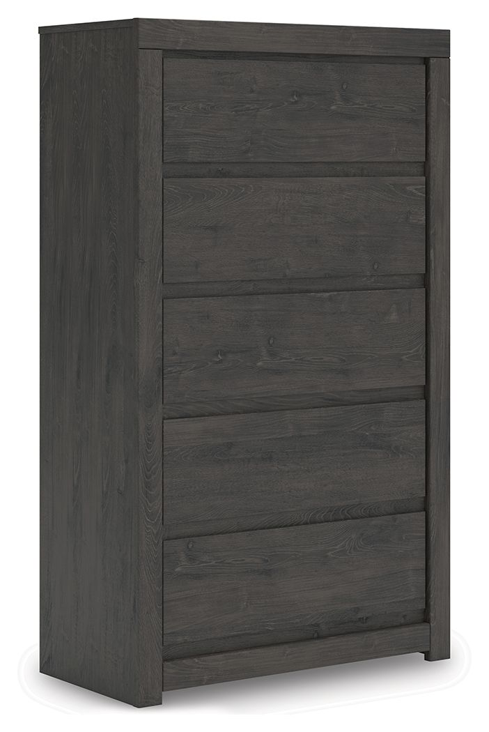 Fraluna - Charcoal - Five Drawer Chest - JaxCo Furniture