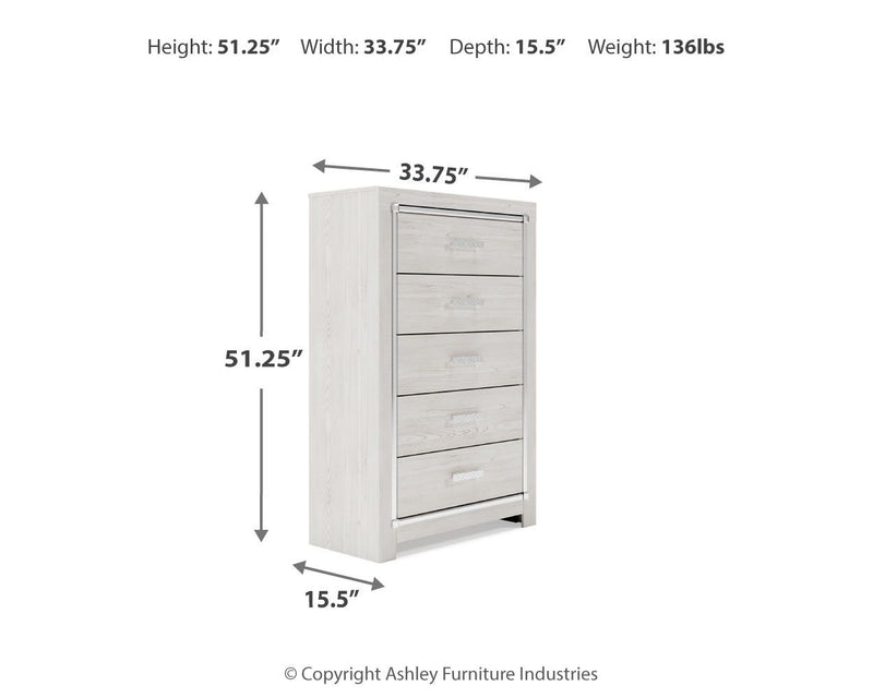 Altyra - White - Five Drawer Chest - JaxCo Furniture