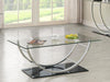 Danville - Rectangular U-Shaped Glass Top Coffee Table - Chrome - JaxCo Furniture