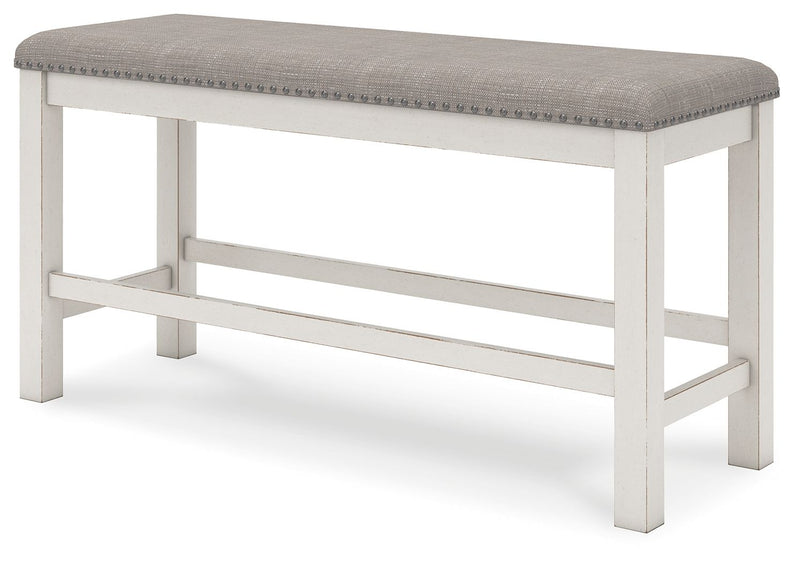 Robbinsdale - Antique White - Dbl Counter Height Upholstered Dining Bench - JaxCo Furniture