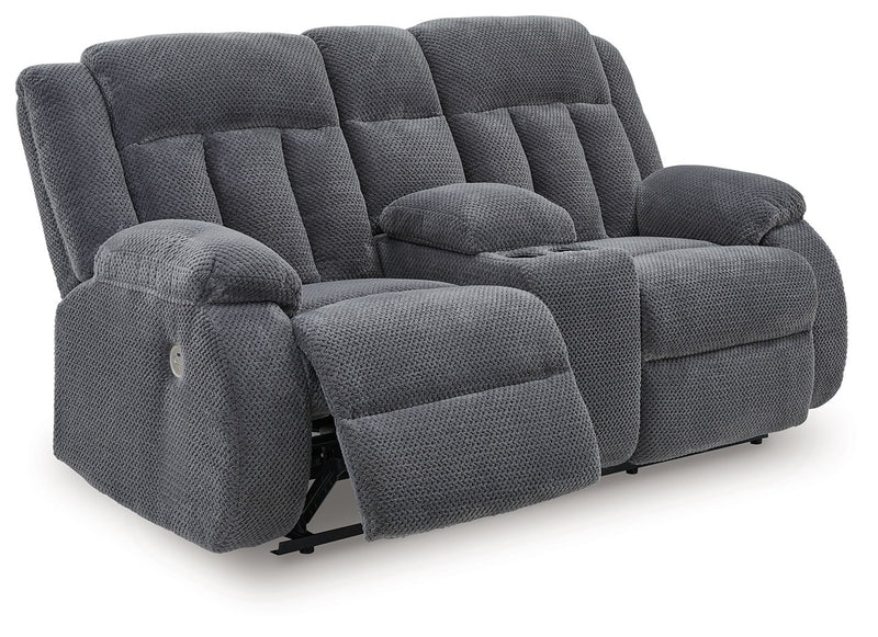 Observation - Steel - Double Reclining Power Loveseat With Console - JaxCo Furniture