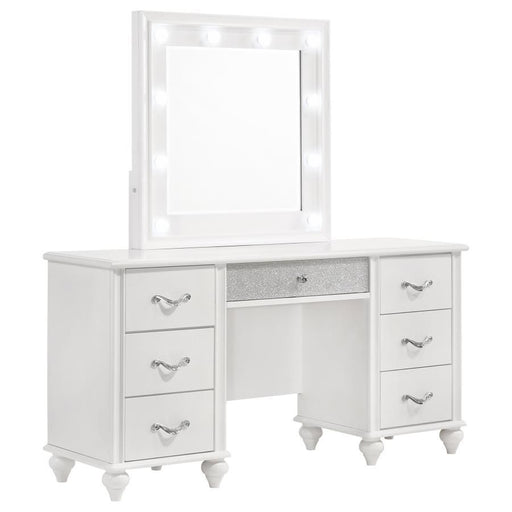 Barzini - 7-Drawer Vanity Set With Lighting - White - JaxCo Furniture