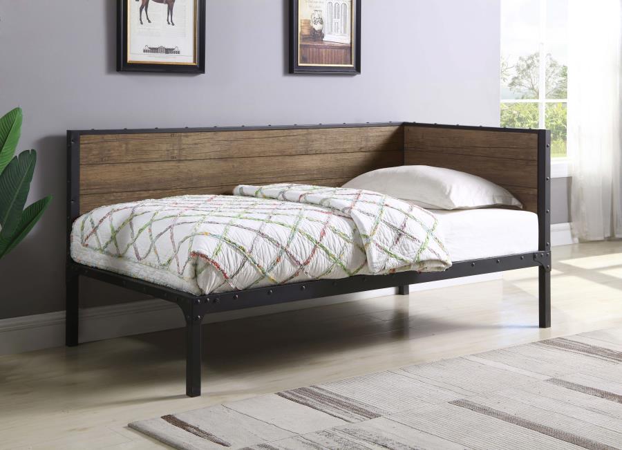 Getler - Metal Twin Daybed - Weathered Chestnut - JaxCo Furniture