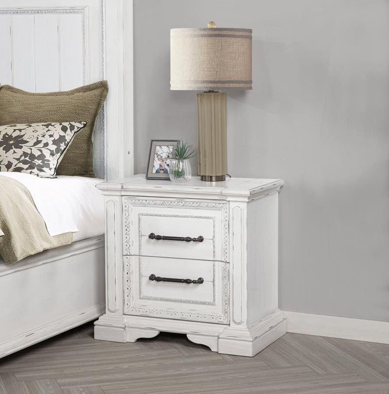 Mckinney - 2-Drawer Nightstand With Dual USB - Vintage White - JaxCo Furniture