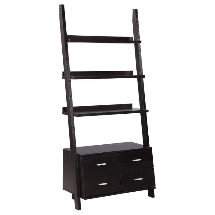 Colella - 5-Shelf Storage Ladder Bookshelf - Cappuccino - JaxCo Furniture